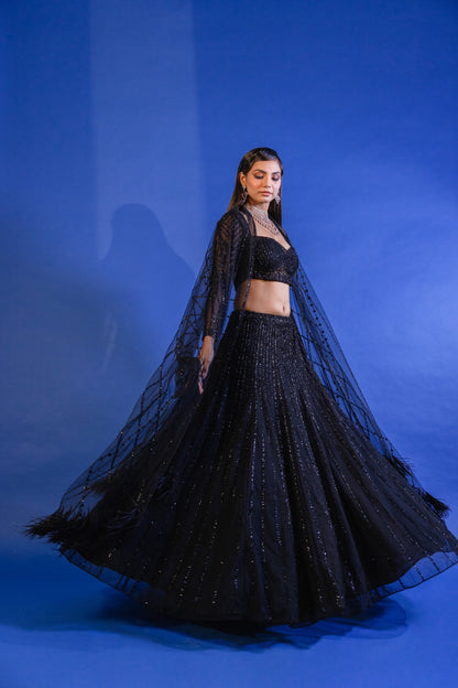 Exclusive Bollywood Black Sequins Lehenga