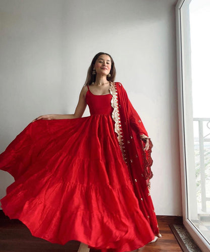 Ruby Red Anarkali Set