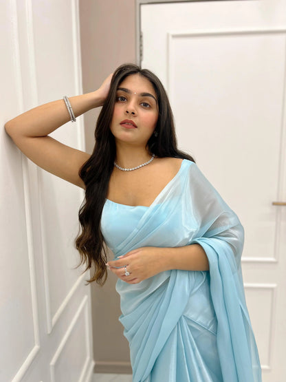 Premium Signature Metallic Blue Saree