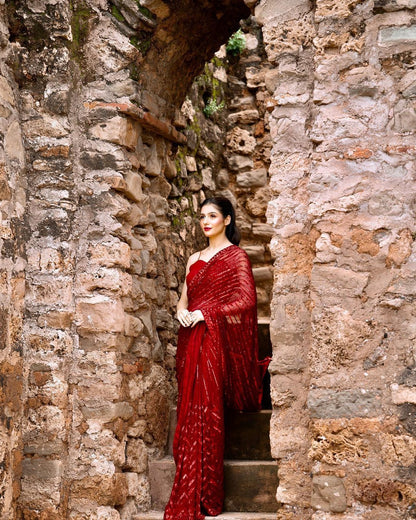 Red Kohinoor Saree