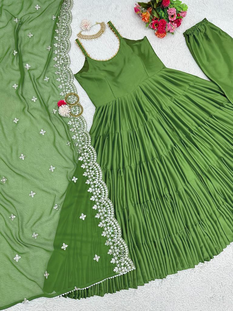 Emerald Green designer Anarkali Set