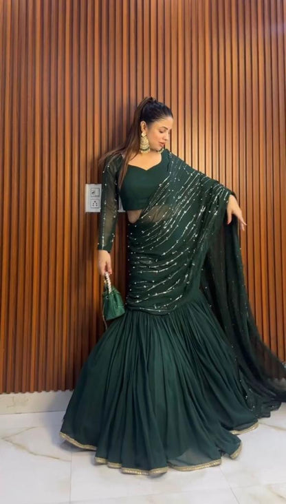 Pre-Draped Lehenga Saree Set