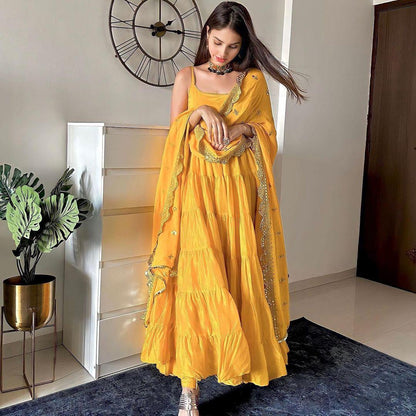 Sunset Yellow designer Anarkali Set