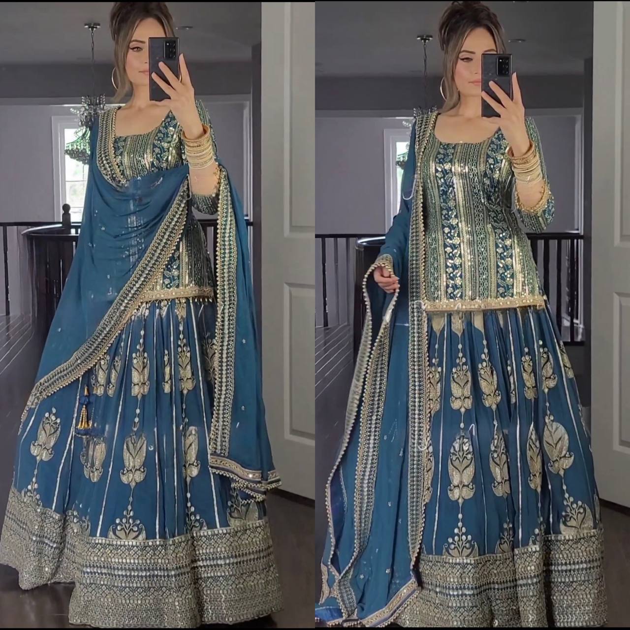 Blue Party Wear Lehenga with Duppata